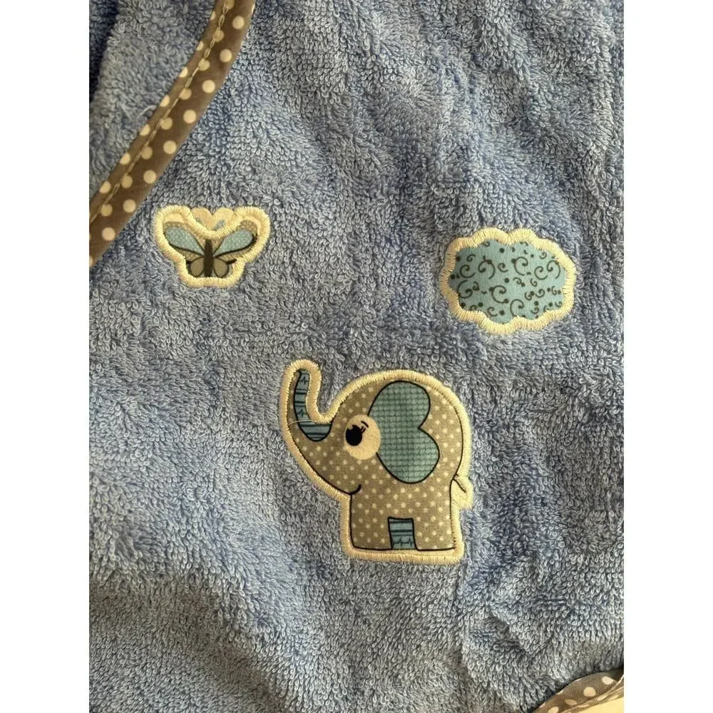 Kids Blue Bathrobe 100% Cotton Hooded Elephant Soft Robe 4-6Y - Picture 6 of 9